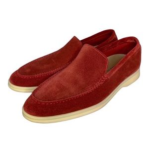 *SOLD* Loro Piana Men’s Suede Summer Walk Yacht Shoes Sour Cherry Size 7